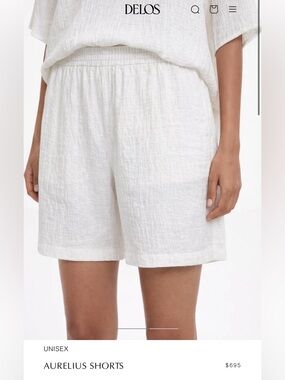 DELOS Aurelius High-Waist Cotton-Blend Shorts in White NWT Size Small.